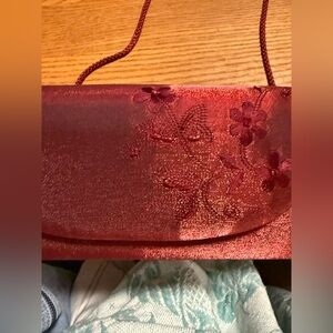 Valerie Stevens Burgundy Floral Clutch